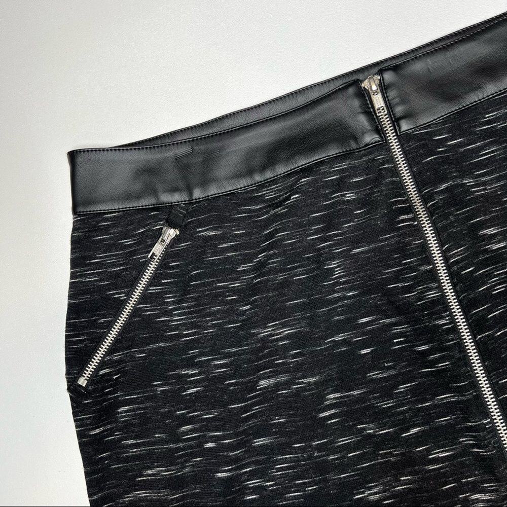 Rock & Republic Womens Black Marled Knit Faux Leather Zippered Mini Skirt Sz XL - Picture 3 of 8